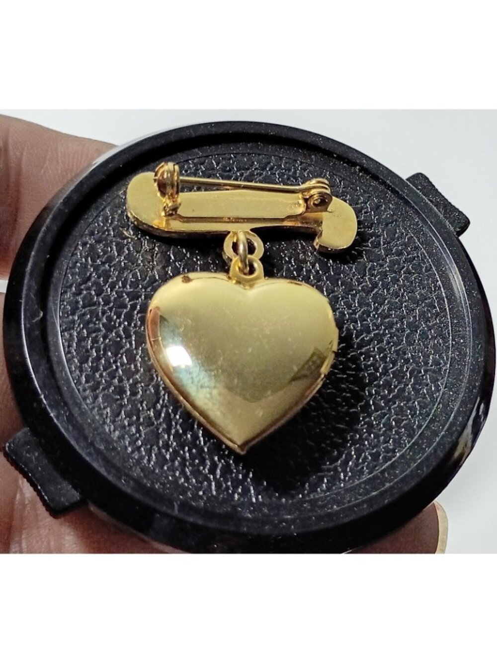 Vintage Gold Tone Marine Corps Sweetheart Heart Locket Dangle Brooch Pin USMC - Picture 2 of 4